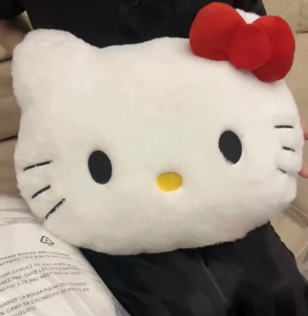 Anime Sanrio Hello Kitty Cute Cartoon Head Plushe Pillow Sofa Bedside Cushion Car Cushion Nap Pillow Birthday Gifts for Girl